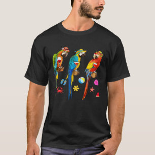 Hawaiian Parrots Drinking Wine Christmas In July T-Shirt