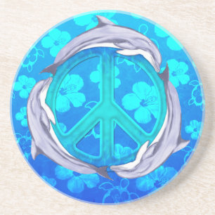 Hawaiian Peace Dolphins Coaster