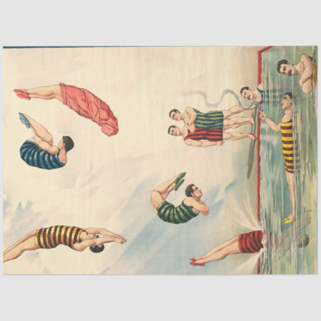 Hawaiian Pearl divers male swimmers circus act Tissue Paper (Front)
