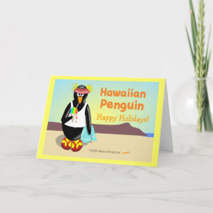 Hawaiian Penguin Holiday Greeting Card