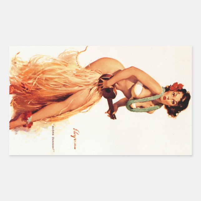 Hawaiian Pin Up Rectangular Sticker (Front)