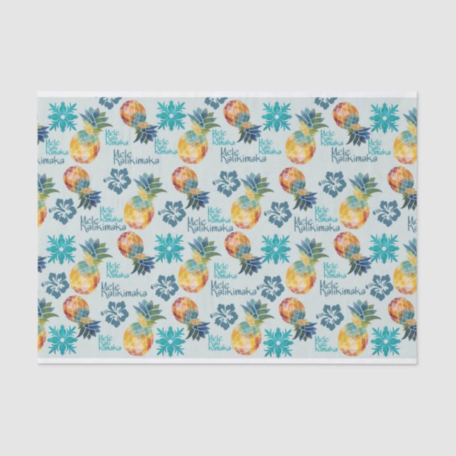 Hawaiian Pineapple and Hibiscus Mele Kalikimaka 2 Tissue Paper (Front)