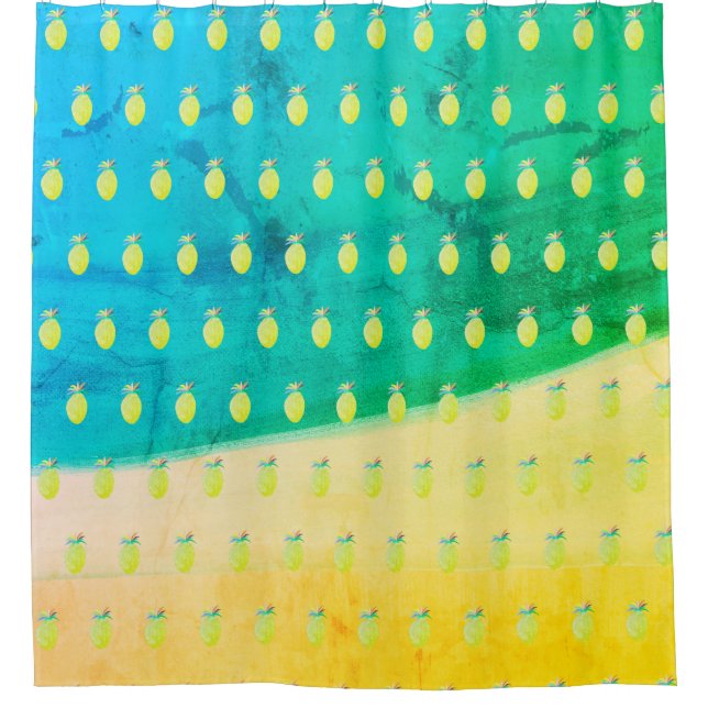 Hawaiian Pineapple Beach Pattern Shower Curtain (Front)