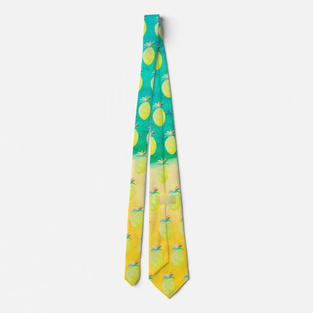 Hawaiian Pineapple Beach Pattern Tie (Back)