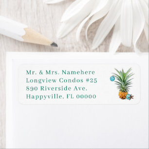 Hawaiian Pineapple Christmas Address Label