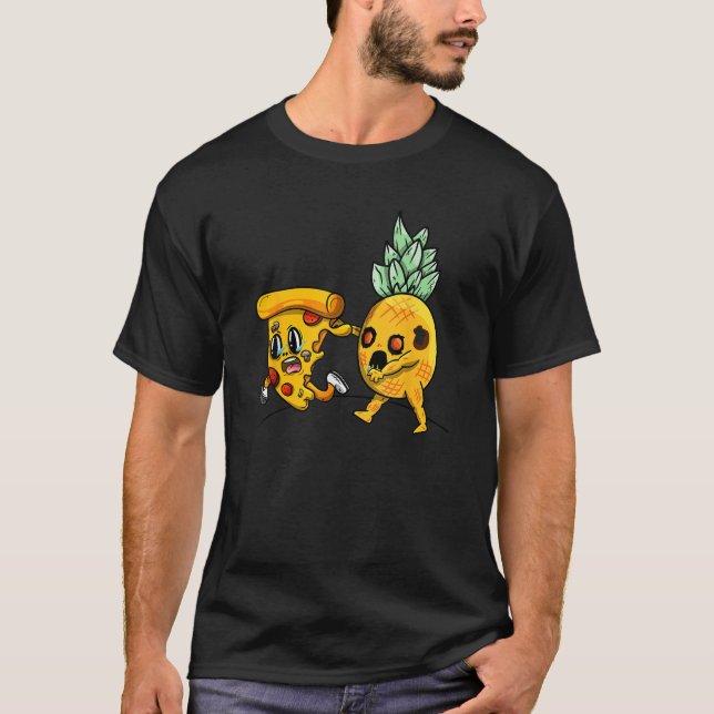 Hawaiian Pineapple Horror Pizza Zombie Funny Hallo T-Shirt (Front)