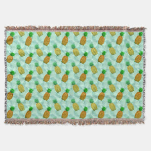 Hawaiian Pineapple Light Blue Throw Blanket