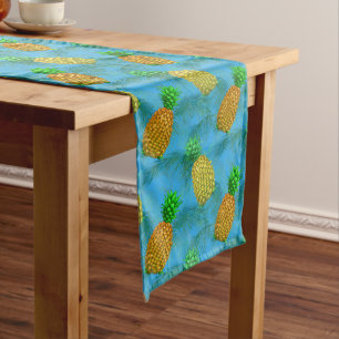 Hawaiian Pineapple Navy Blue Long Table Runner