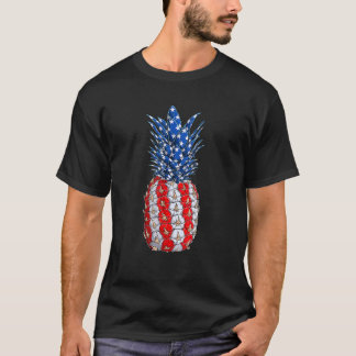 Hawaiian Pineapple Us Flag 4th Of July Independenc T-Shirt