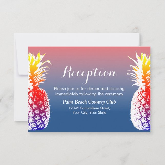 Hawaiian Pineapple Wedding Reception Invitation (Front)