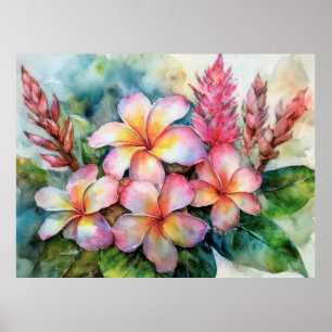 Hawaiian Plumeria and Pink Ginger Poster