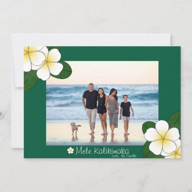 Hawaiian Plumeria Christmas Mele Kalikimaka Card (Front)