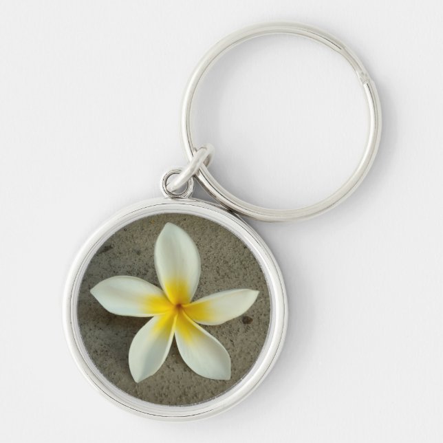 Hawaiian plumeria flower keychain (Front)