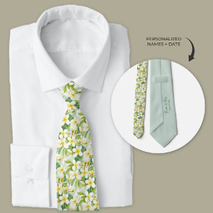 Hawaiian Plumeria Flowers Personalised Tie