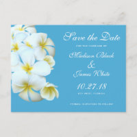 Hawaiian Plumeria Flowers Save the Date Postcards