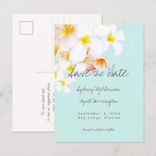 Hawaiian Plumeria Frangipani Save the Date Holiday Postcard