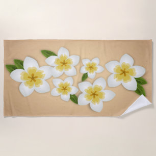 Hawaiian Plumeria Frangipani Tropical Flowers Beach Towel