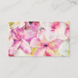 Hawaiian Plumeria Tropical Floral Watercolor Business Card