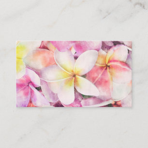 Hawaiian Plumeria Tropical Floral Watercolor Business Card