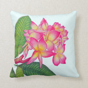 Hawaiian Plumeria Watercolor Cushion