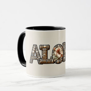 Hawaiian Polynesian Aloha Bamboo Look Mug
