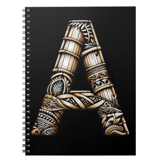 Hawaiian Polynesian Aloha Letter A Custom Initial  Notebook (Front)