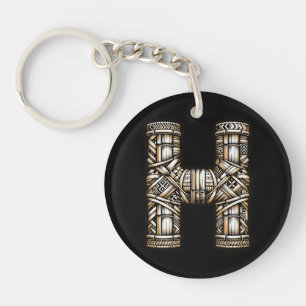 Hawaiian Polynesian Aloha Letter H Custom Initial  Key Ring