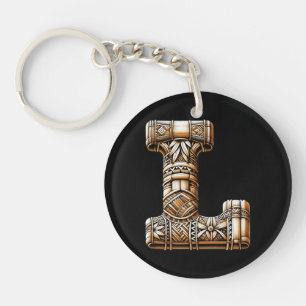 Hawaiian Polynesian Aloha Letter L Custom Initial  Key Ring