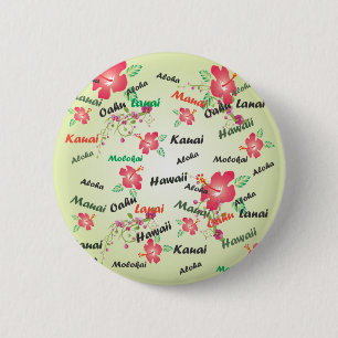 Hawaiian Print 6 Cm Round Badge
