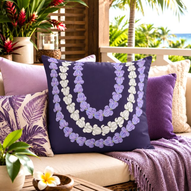 Hawaiian Print crown flower lei Cushion (Creator Uploaded)