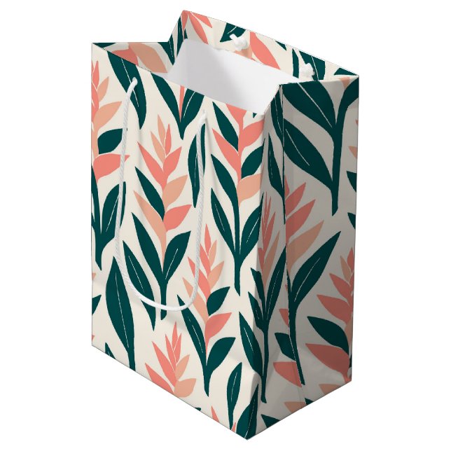 Hawaiian print heliconia medium gift bag (Front Angled)