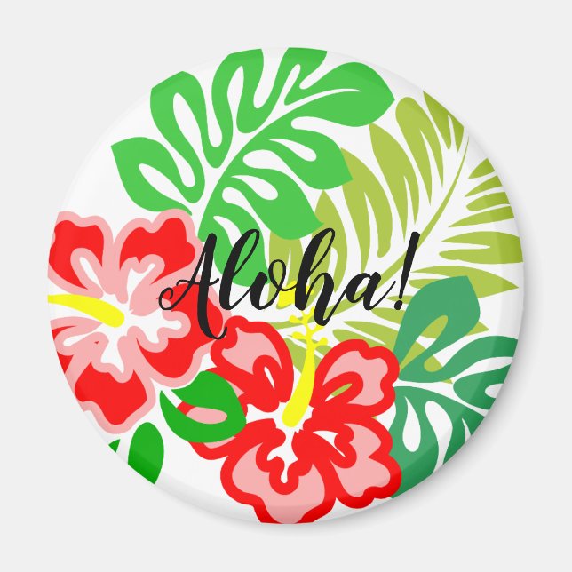 Hawaiian Print Hibiscus Flower Magnet (Front)