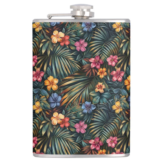 Hawaiian Print Hip Flask (Front)