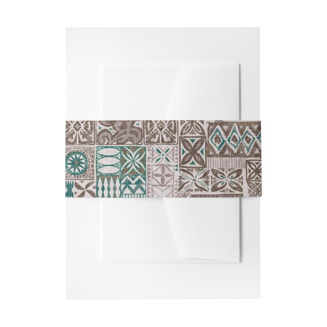 Hawaiian print  invitation belly band (Front Example)