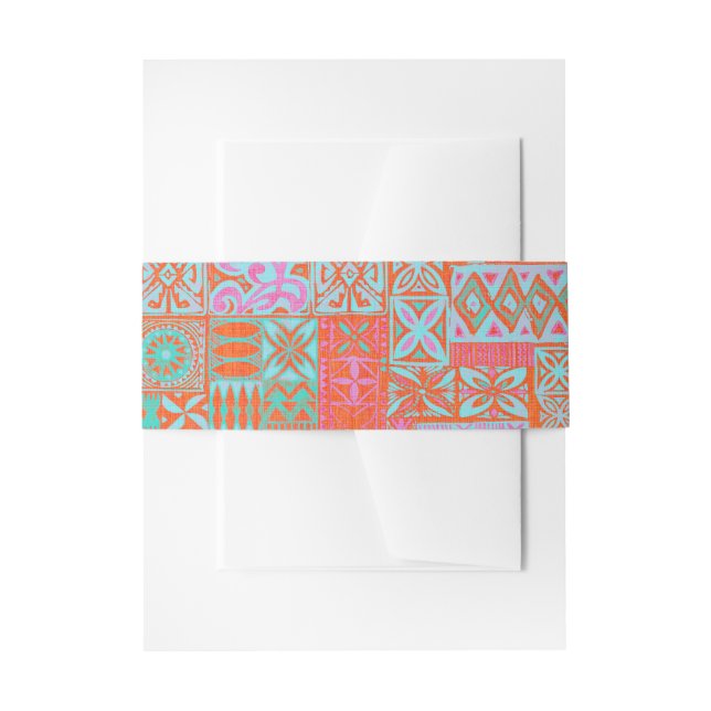 Hawaiian print  invitation belly band (Front Example)