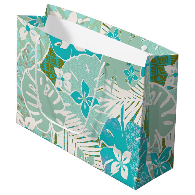 Hawaiian print  large gift bag (Front Angled)