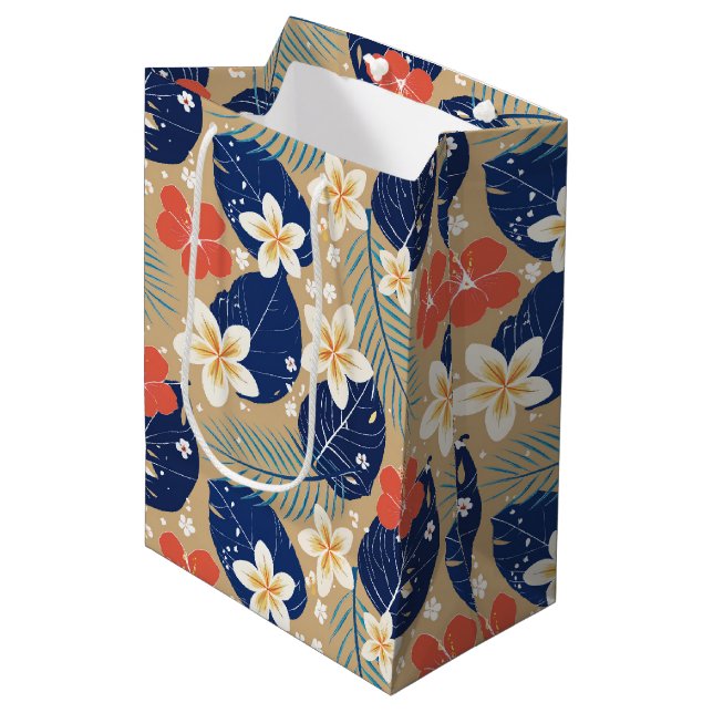 Hawaiian print  medium gift bag (Front Angled)