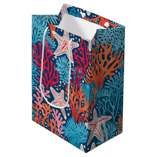 Hawaiian print  medium gift bag (Front Angled)