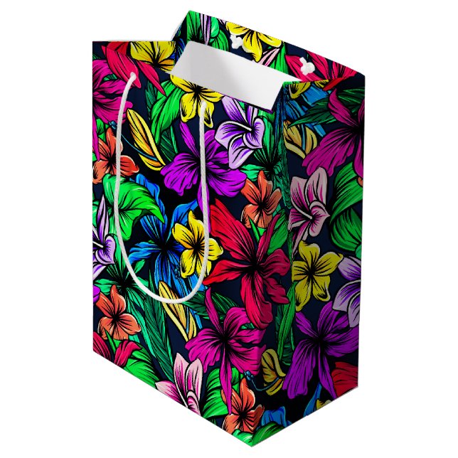 Hawaiian Print Medium Gift Bag (Back Angled)