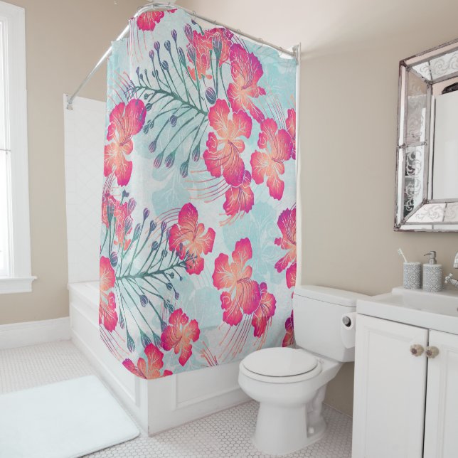 Hawaiian print Ohai Alii v2 pattern Shower Curtain (In Situ)