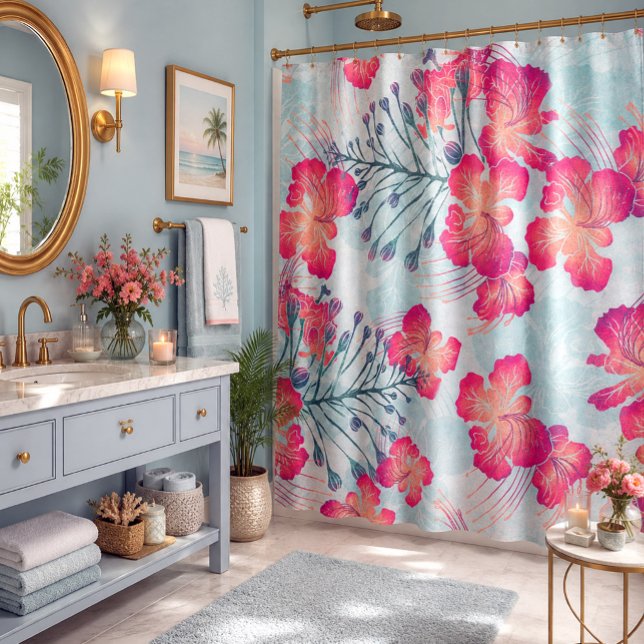 Hawaiian print Ohai Alii v2 pattern Shower Curtain (Creator Uploaded)