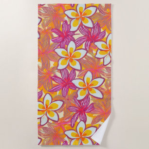Hawaiian print plumeria pattern beach towel