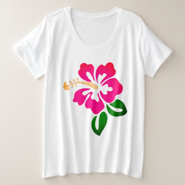 Hawaiian Print  Plus Size T-Shirt (Design Front)