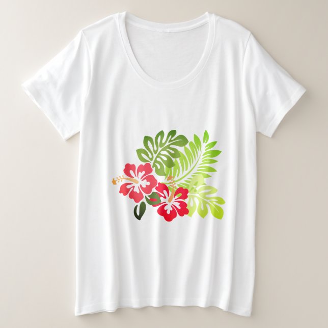 Hawaiian Print  Plus Size T-Shirt (Design Front)
