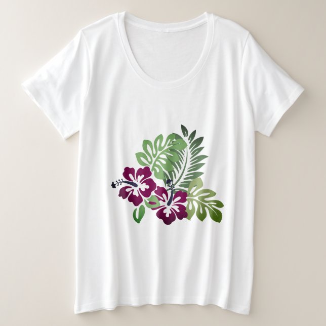 Hawaiian Print  Plus Size T-Shirt (Design Front)