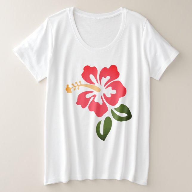 Hawaiian Print  Plus Size T-Shirt (Design Front)