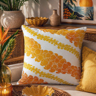 Hawaiian Print Puakenikeni lei Cushion