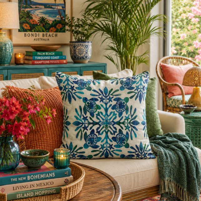 Hawaiian print quilt honu turtle  cushion (Creator Uploaded)