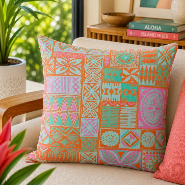 hawaiian print throw pillow (Creator Uploaded)