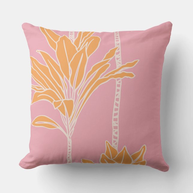 hawaiian print ti leaf plants throw pillow (Front)